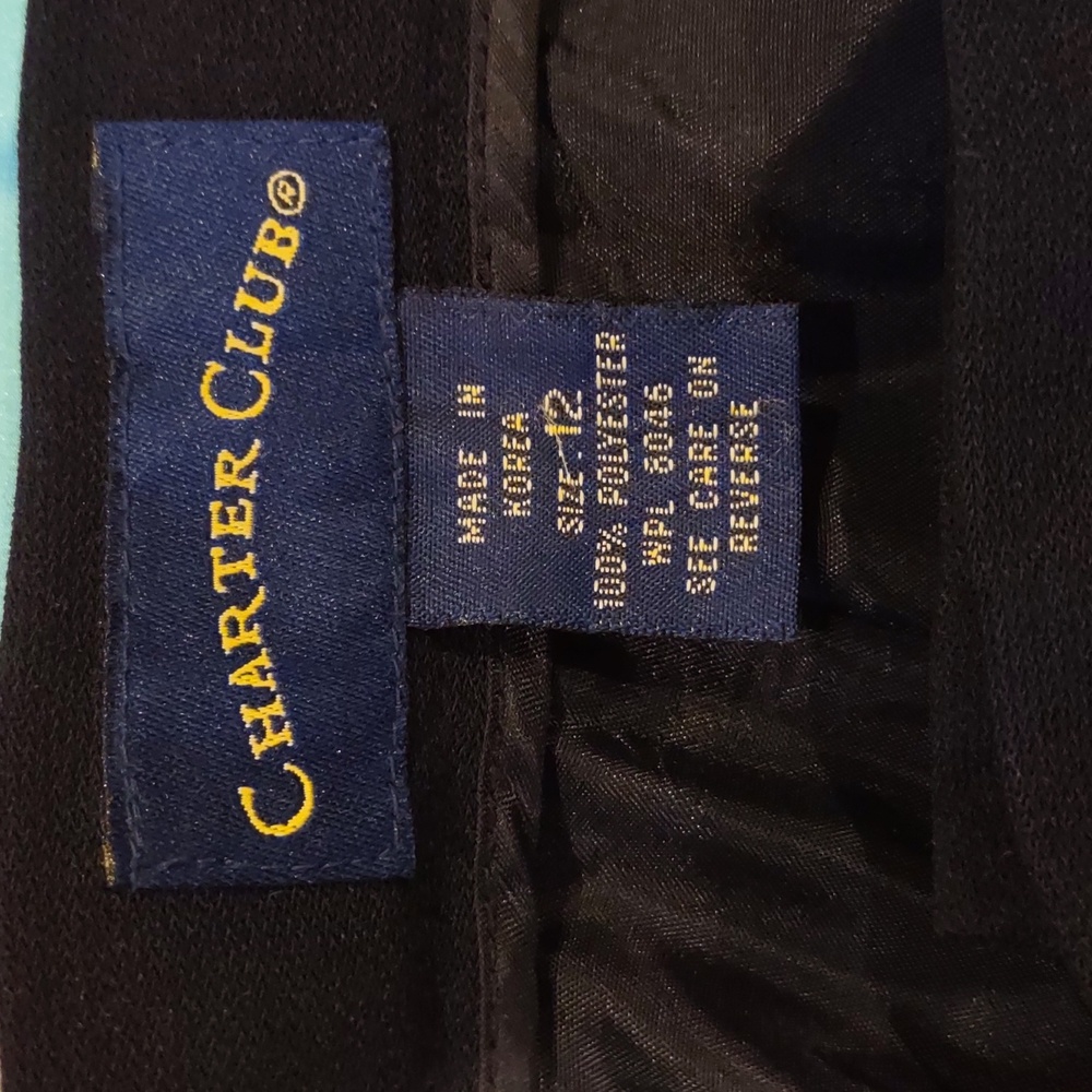 Navy Dress Pants Charter Club Crepe Work Carrer Slacks Size 12 - Picture 3 of 6